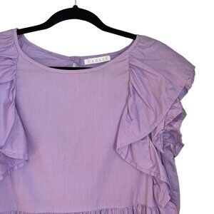 Karlie Cotton Blend Lavender Purple Ruffled Sleeve Mini Dress - Size L